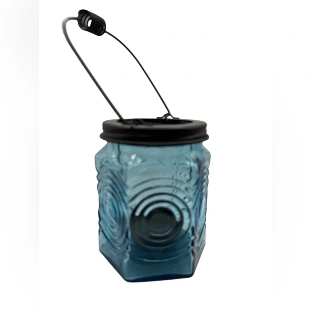 PartyLite Blue Glass Lantern Candle Holder